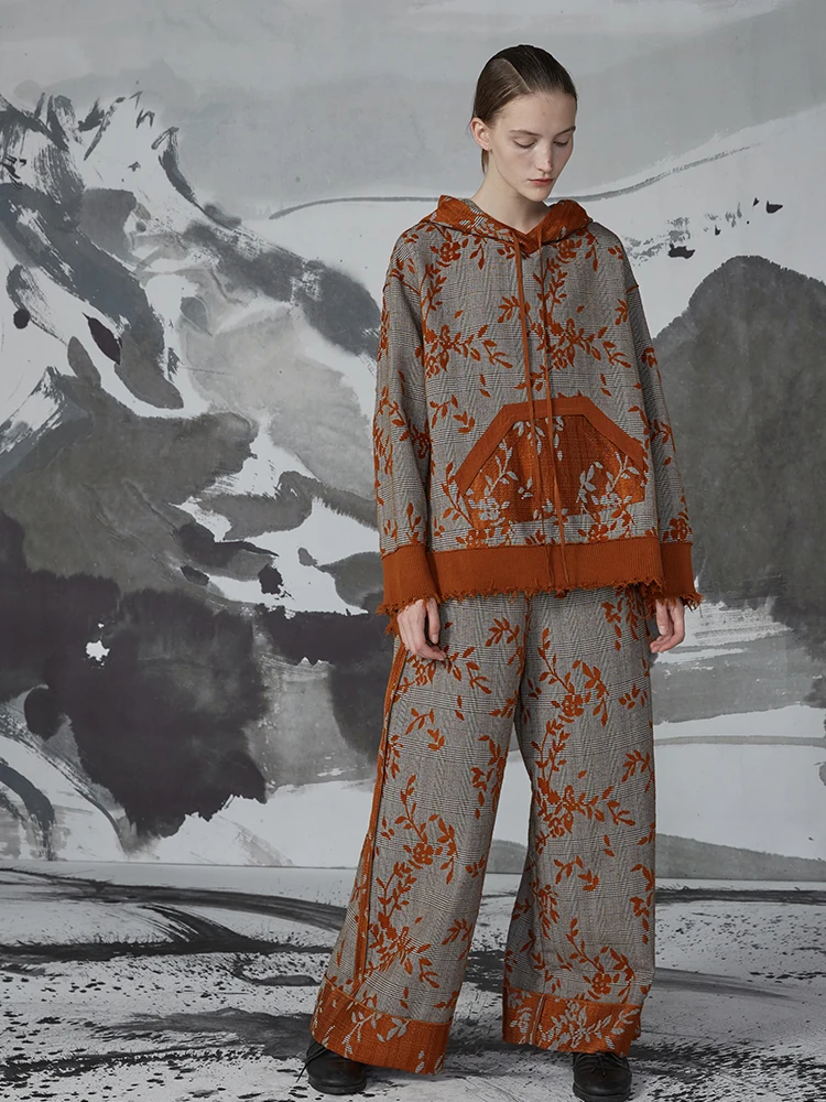 Женский комплект из худи и широких брюк Осень-зима 2019 г. новая коллекция