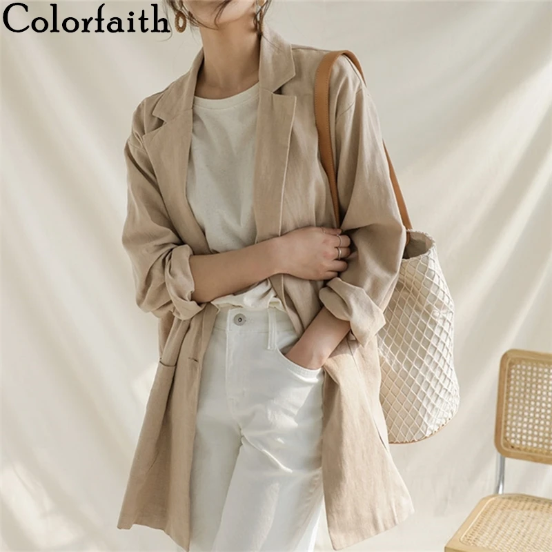 Colorfaith Новинка 2020 Летние Осенние женские блейзеры повседневная куртка с одной