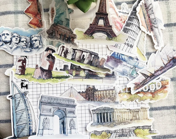 16 шт./компл. винтажная наклейка со зданием для путешествий сделай сам скрапбукинг
