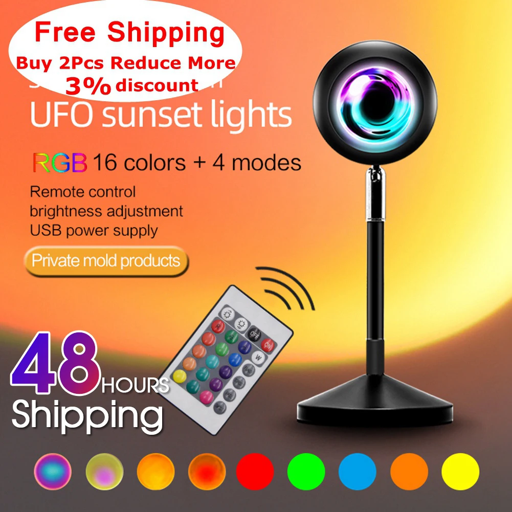Обновленная Радужная лампа проектор заката светильник фон для дома кофейни