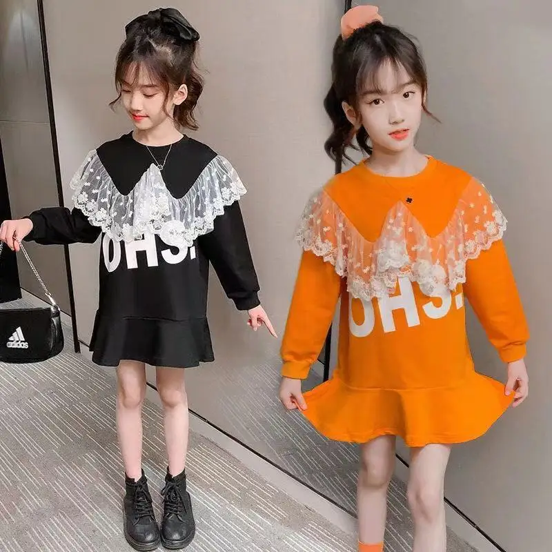 

Girl Dress Kids Baby Clothes 2021 Lace Spring Summer Toddler Outwear Prom Party Uniform Dresses Cotton Children Clothing