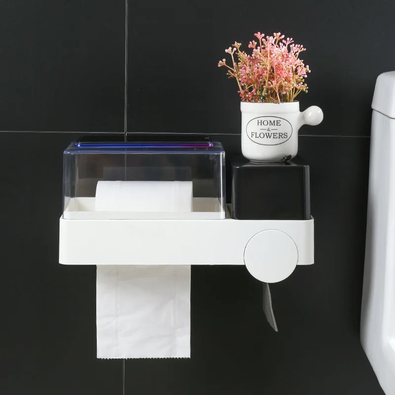

Multifunctional Waterproof Tissue Paper Box Napkin Holder Household Paper Towel Rack No Punching Storage Box Bathroom Supplies