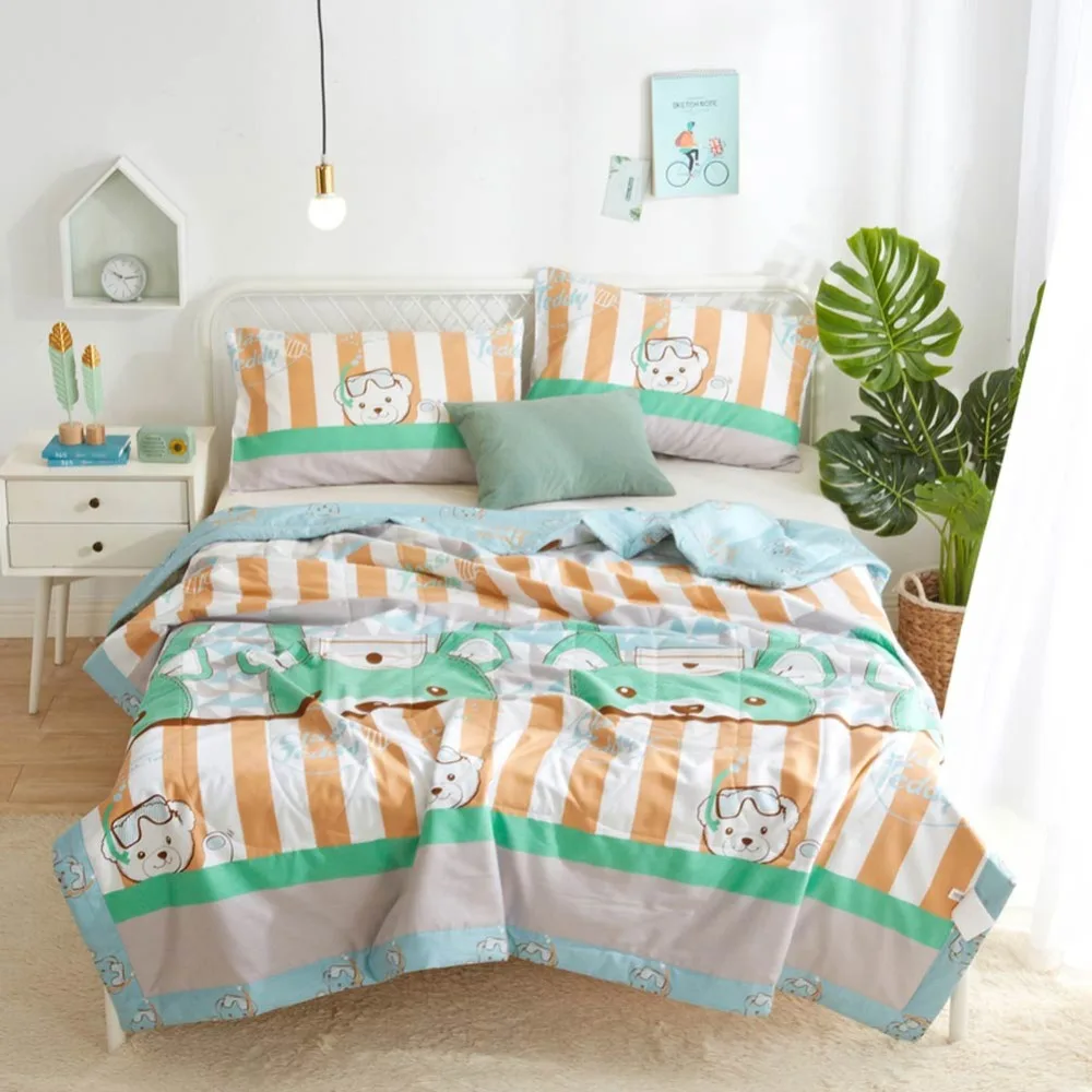 Одеяло с белыми листьями и синими цветами, мягкое стеганое одеяло из мягкого хлопка, полиэстер, наполнитель для близнецов, полностью Королевское летнее одеяло