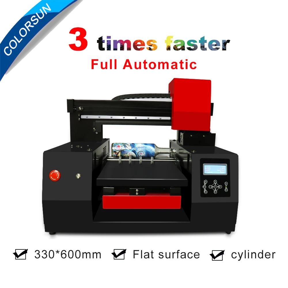 

Colorsun UV Printer wood acrylic bottle Metal printer Automatic 33*60cm A3+ uv flatbed printer XP600 printhead faster speed