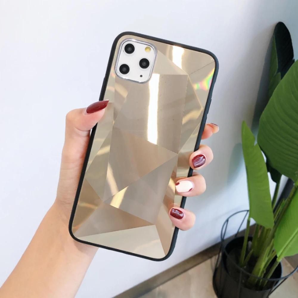 Алмаз текстуры зеркальный чехол для телефона с текстурой под iPhone 11 Pro 7 8 6 6S Plus X XR XS