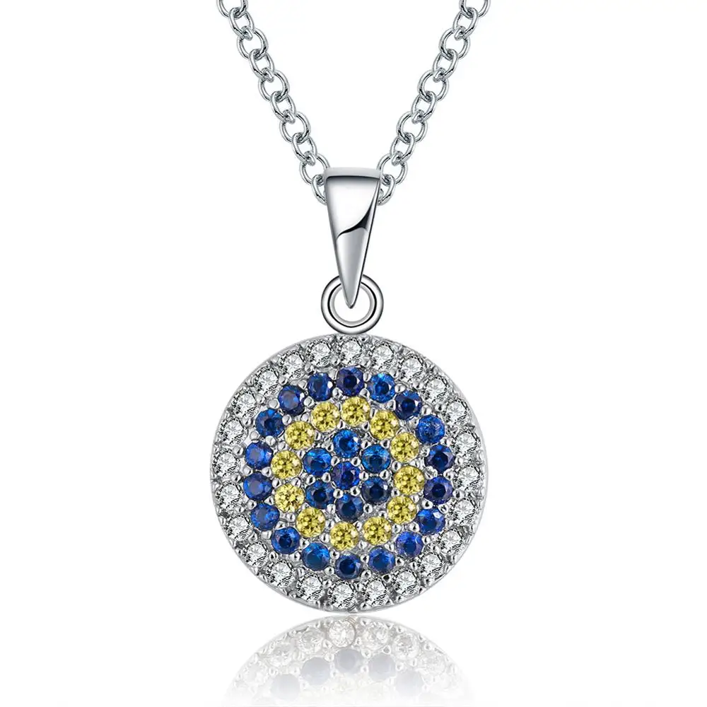 ORSA JEWELS подвески для женщин круглой формы AAA красочный ослепительный фианит зубец Установка 45 см цепочка ожерелье девушки подарок на день рождения ON147 - Metal Color: OON147