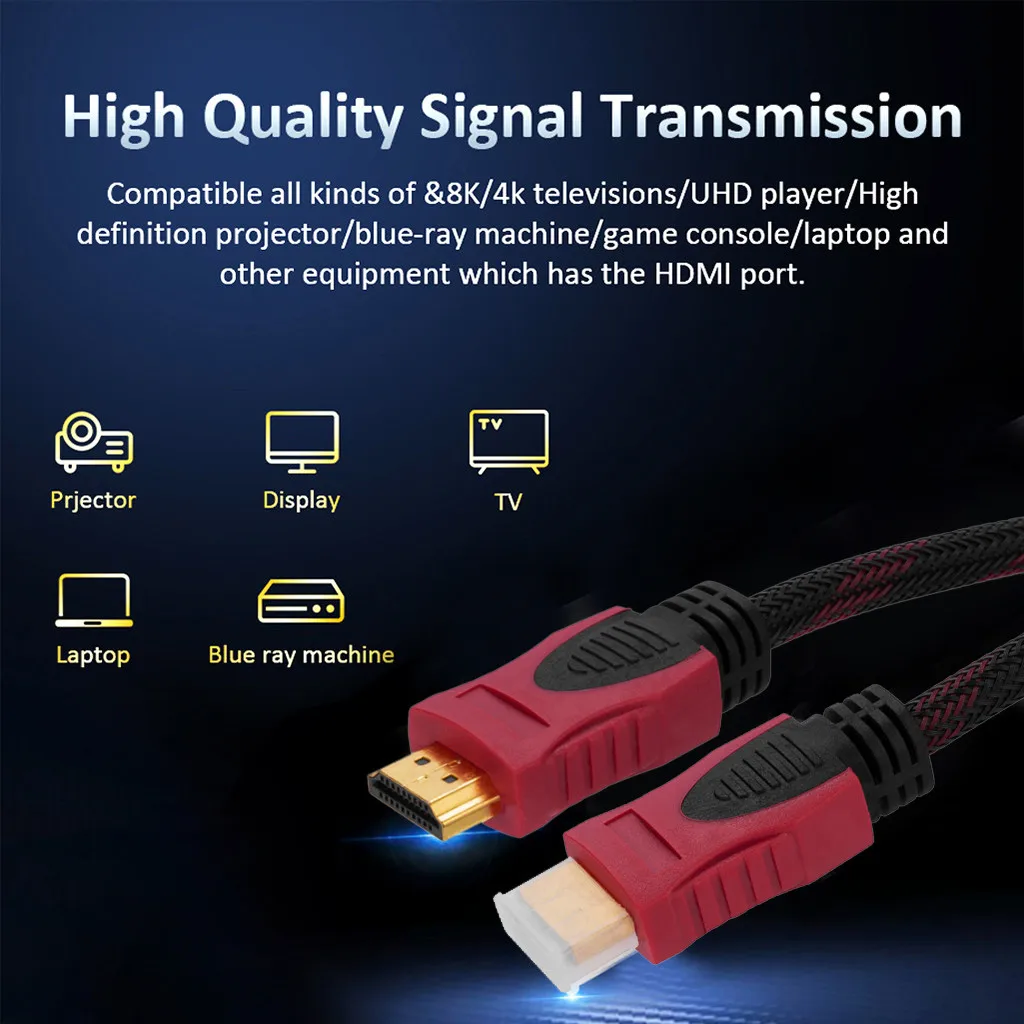 1 4 в высокоскоростной HDMI видео аудио плоский кабель 1080 а HD TV красный черный