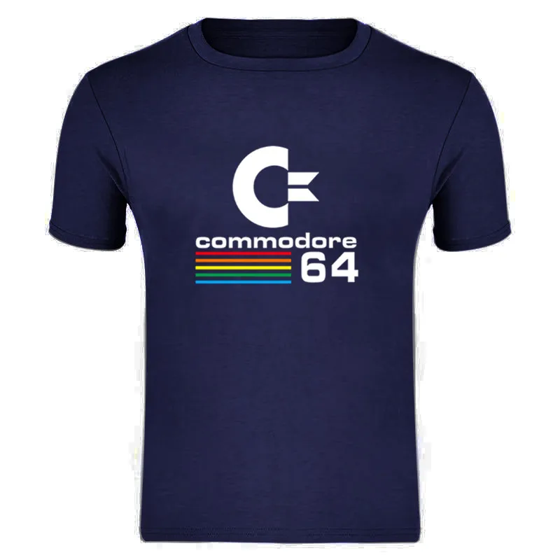 Новинка лета, коммодор, 64 футболки, C64, Ретро стиль, 8 бит, ультра крутой дизайн, футболки, мужская одежда с коротким рукавом - Цвет: Navy blue
