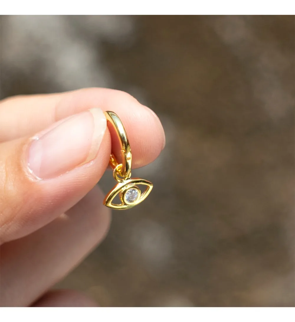 Серьги из стерлингового серебра S925 пробы, модные серьги из циркония с золотым глазом, модные серьги для женщин и девушек, ювелирные изделия для ушей