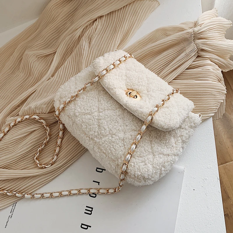 Женская клетчатая сумка через плечо элегантная мягкая плюшевая дизайнерская