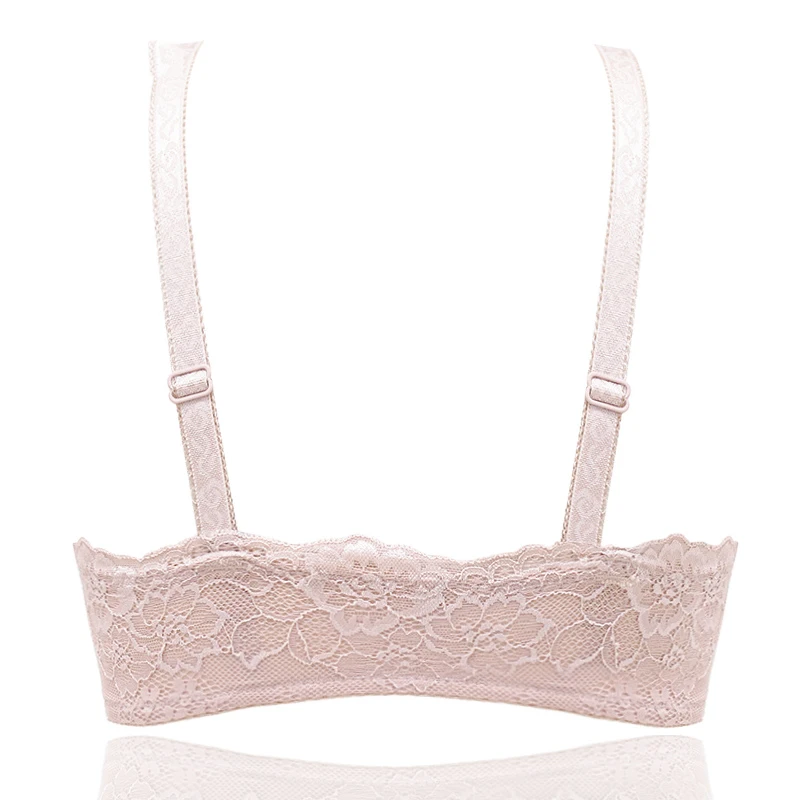 Khaki Underwear Panties Set Lace Lycra Underwire Thick No Steel Ring Bra Embroidery Sexy Deep V Neckline Lingerie | Женская одежда