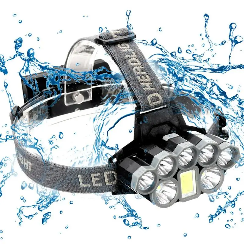 

Powerful LED Headlight 120000LM T6 8x LED Head Lamp Sensor Flashlight Torch head light 18650 battery Best For Camping, fishing