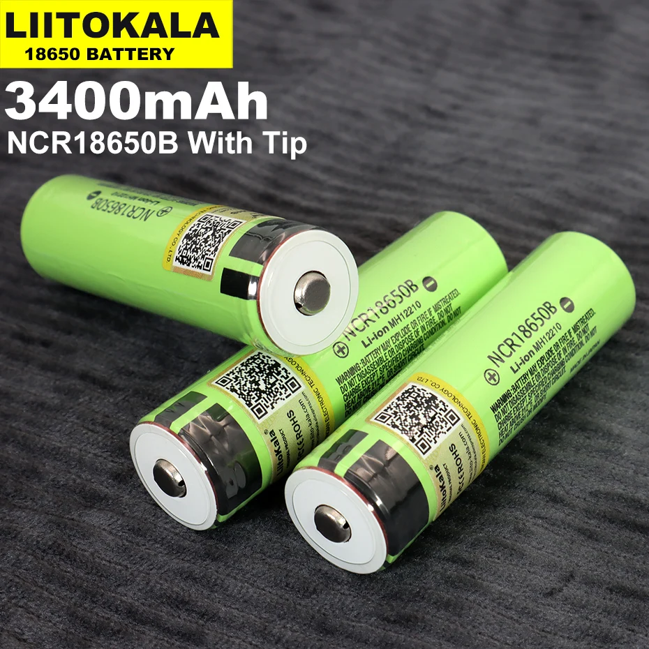 

Liitokala Original NCR18650B 3.7V 3400mah 18650 Rechargeable Lithium Battery Suitable For Flashlight (No PCB)