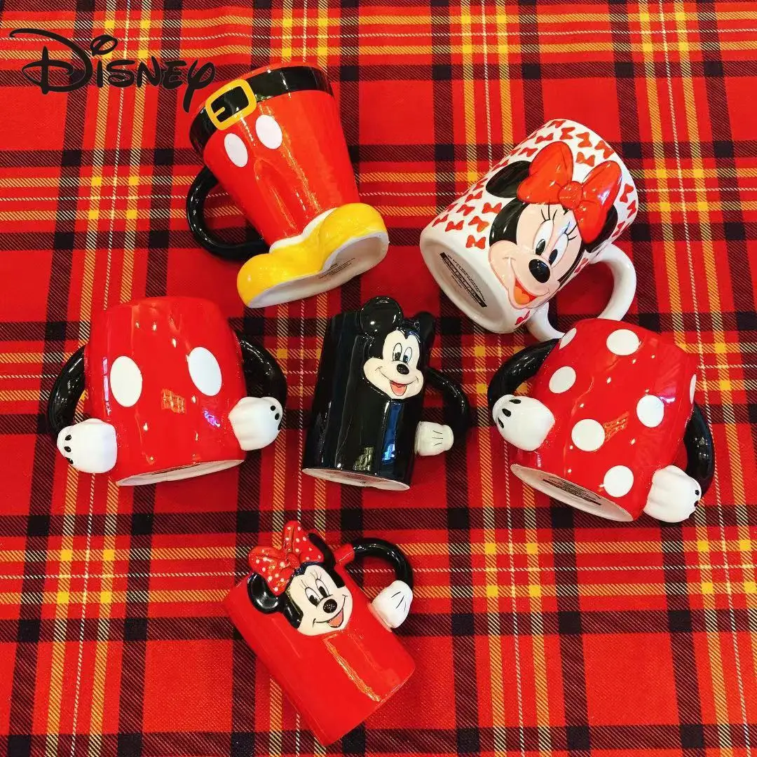 

Кружки Disney с изображением Микки и Минни из мультфильма, керамические кружки, домашняя кружка большой вместимости, кружки для молока и молок...
