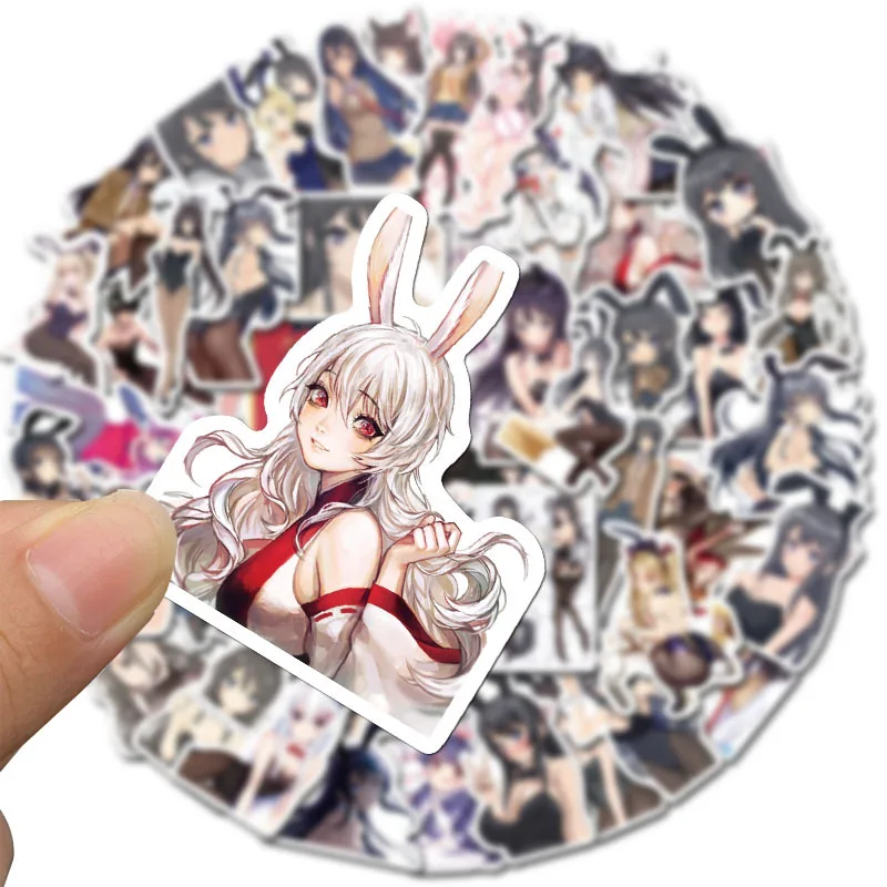 Pegatinas de Anime para chica conejito Sakurajima Mai, 50 Uds., mochila impermeable, port&aacute;til, Moto, monopat&iacute;n, equipaje, juguete de regalo-4