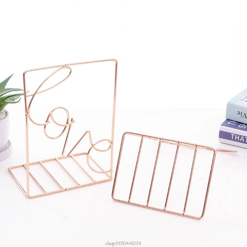 

2Pcs/Pair Creative Love Shaped Metal Bookends Desk Storage Holder Shelf Book Organizer Stand Mar15 21 Dropship