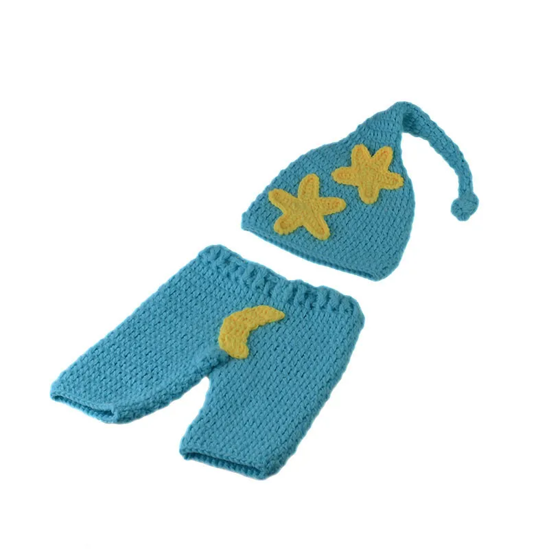 Популярные синие вязаные штаны Instagram для новорожденных костюм с желтой звездой