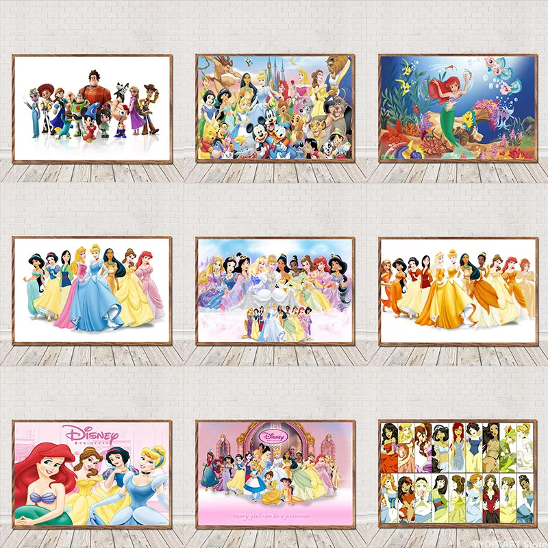 

Диснеевские Белоснежки Мулан Анна настенная Картина на холсте скандинавские постеры и принты настенные картины для украшения гостиной