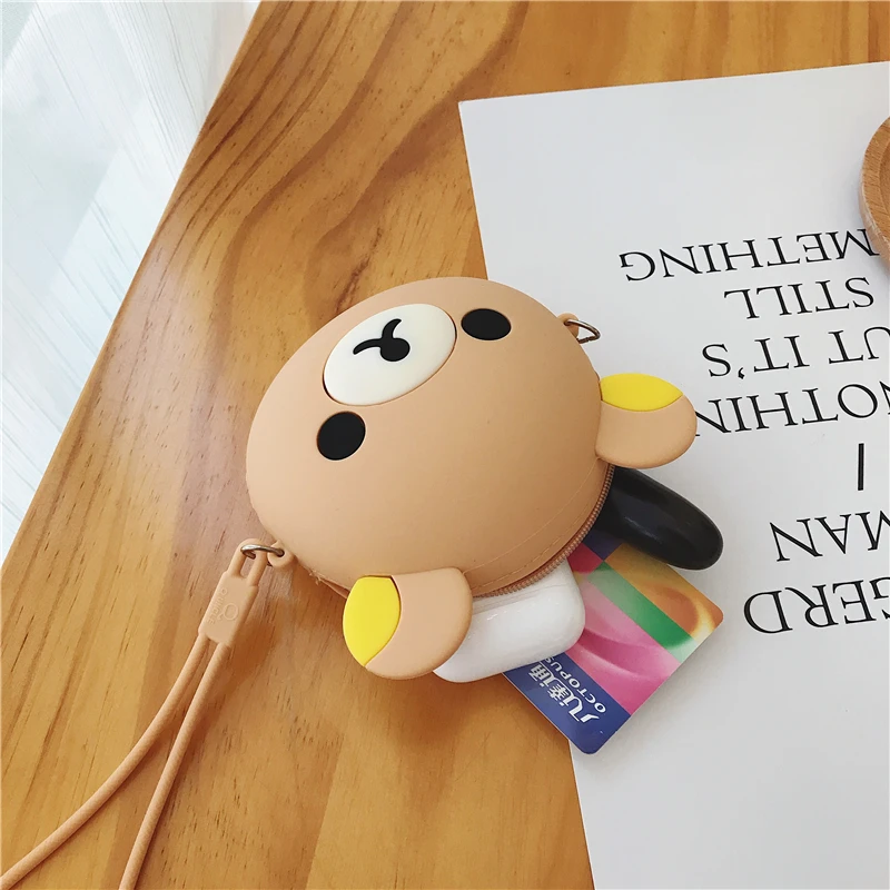 Милый мультяшный медведь сумка для наушников милый 3D мягкий силиконовый мини