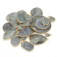 natural stone gold plated pendants reiki heal labradorites charms for jewelry making diy women necklace earrings accessories