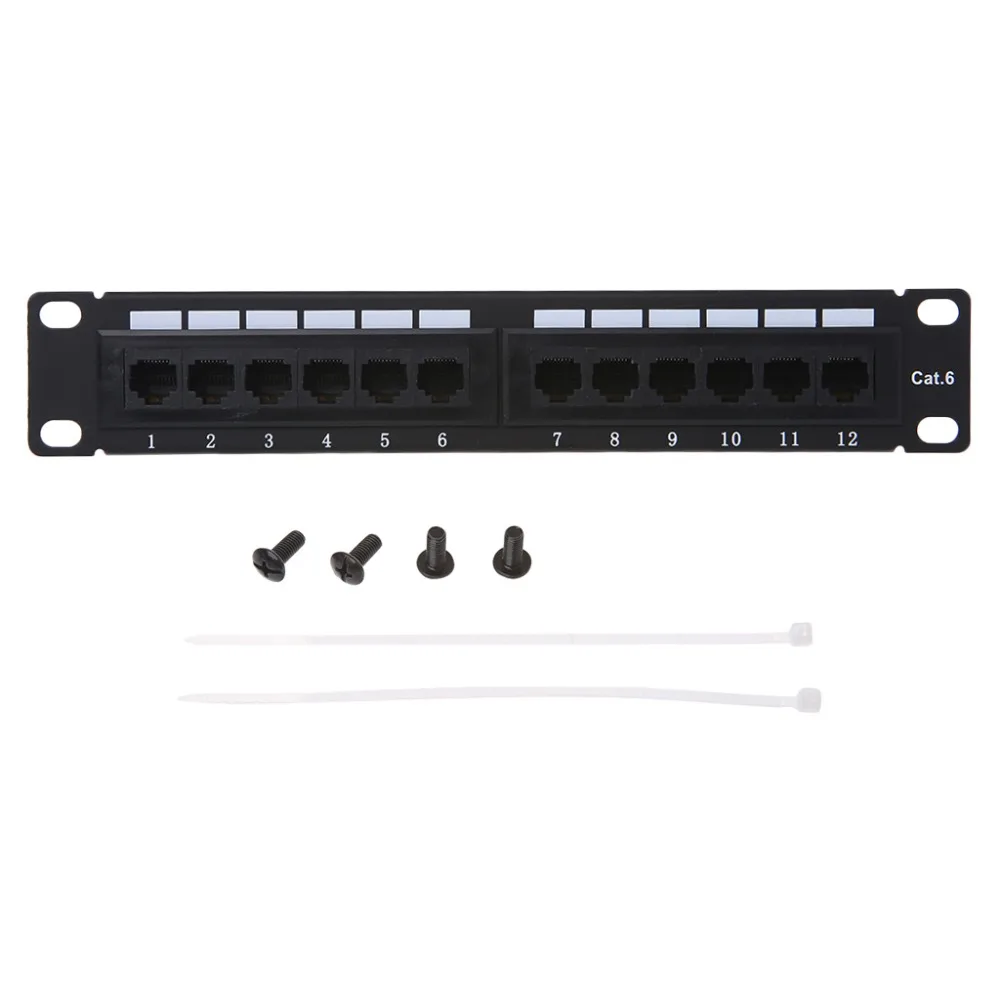 Cat6 12 Port RJ45 Patch Panel UTP LAN Network Adapter Cable Connector