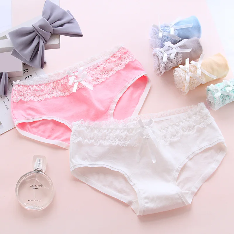 Нижнее белье для молодых девушек 6 шт./пакет кружевные хлопковые трусы