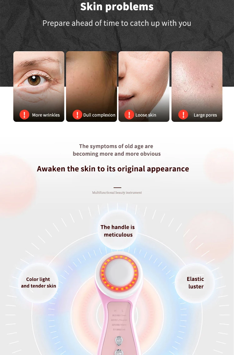 

Facial lifting and firming beauty instrument Ultrasonic micro-current induction instrument IPL skin rejuvenation instrument
