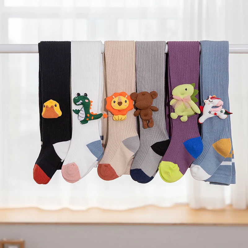

Cartoon Cute Tights For Baby Girls Spring Summer Candy Color Children Pantyhose Ribbed Stockings Cotton Knitted Baby Girl Tights