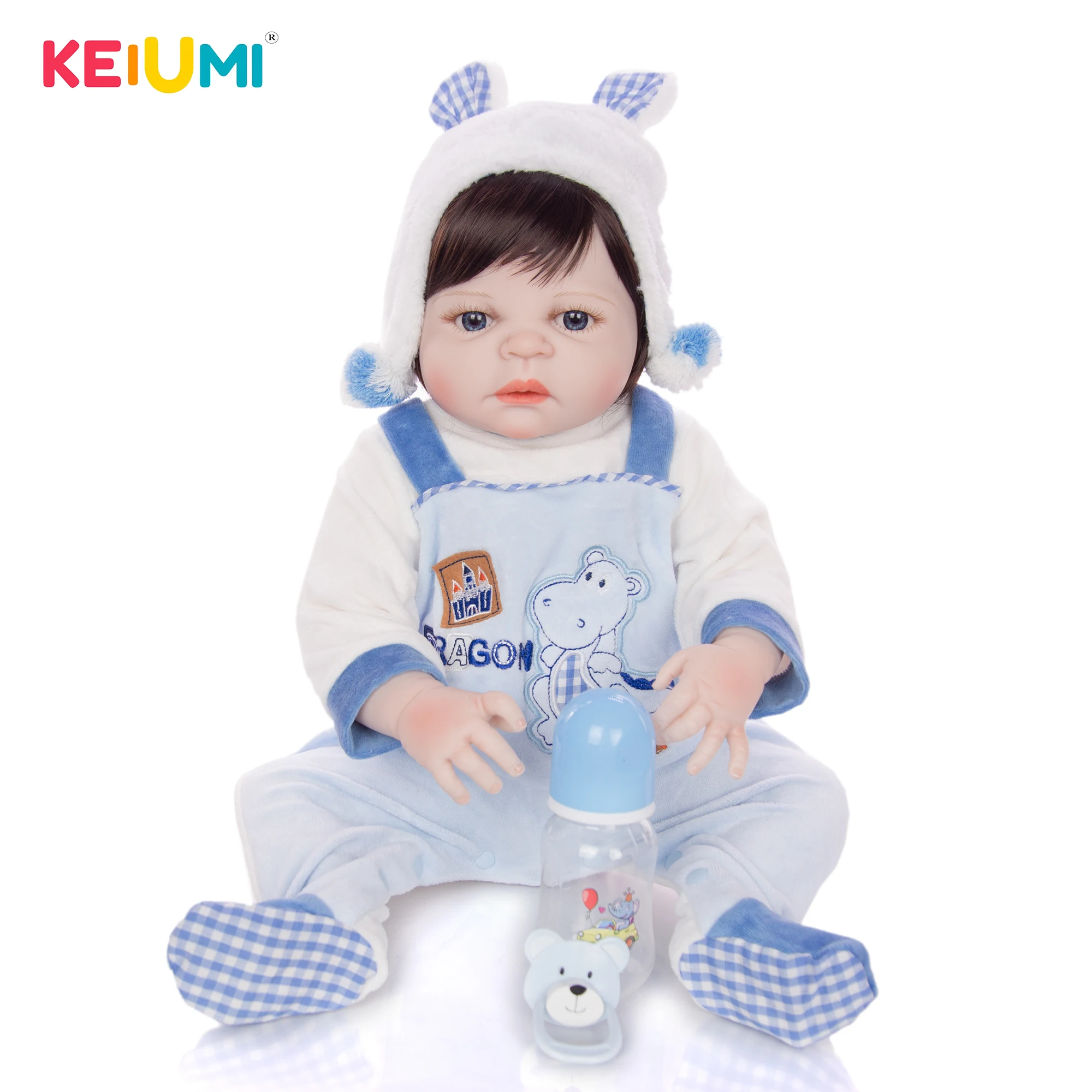 KEIUMI 57 см Силиконовая полноразмерная Кукла Новорожденный мальчик виниловая