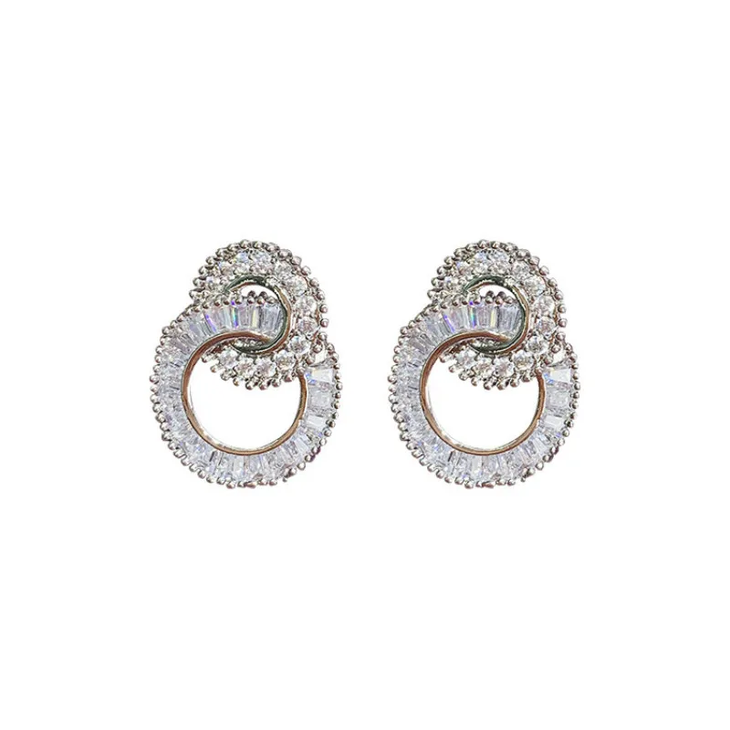 CHUHAN Цвет круглый милый Bling CZ камень циркон серьги со шпилькой для женщин модные