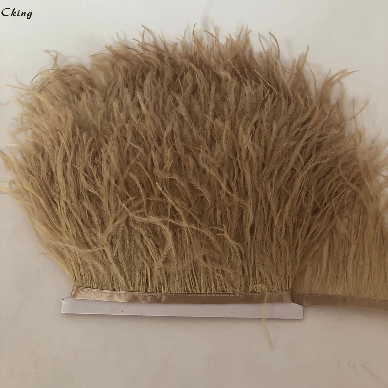 

10 Meters/Lot Gold Dyed Fluffy Ostrich Feathers Fringe 10-15CM 4-6" Natural Ostrich Feather Trims DIY Wedding Party Decorations