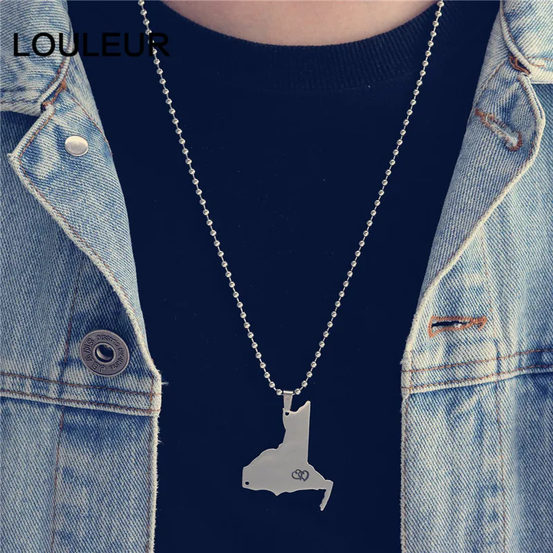 Мужское ожерелье из нержавеющей стали модное индивидуальное США карта бирка