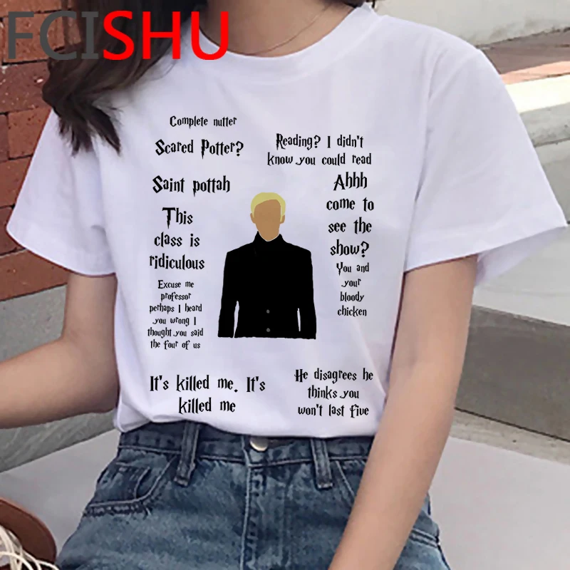 Draco Malfoy Летний Топ Футболка женская одежда для пары ulzzang японская harajuku