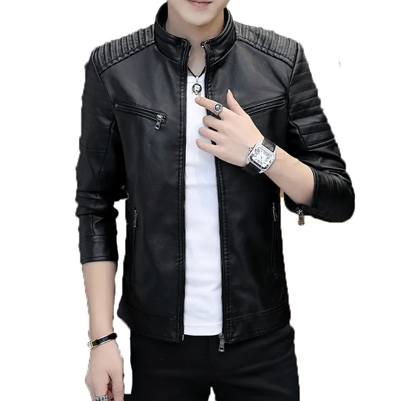 

HO new 2020 men leather trend of cultivate one's morality PU leather jacket young handsome joker