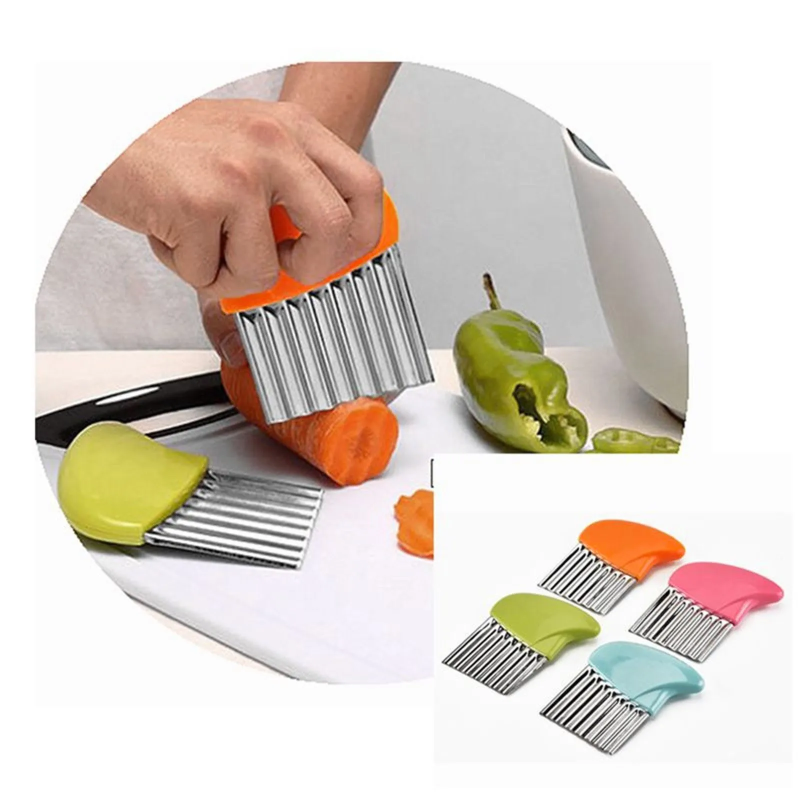 Wavy Edged Tool Wave onion potato slices wrinkled french fries s alad corrugated cutting Chopped Knife Kitchen Gadgets | Дом и сад