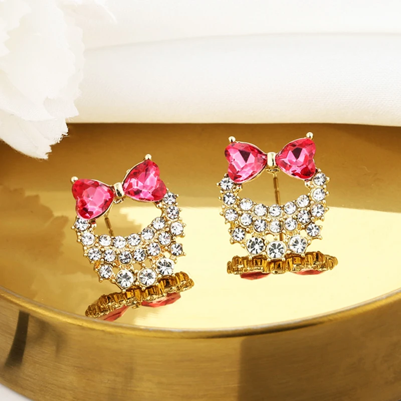 

Trendy Exquisite Bowknot Pink Crystal Earrings for Women Designer Creativity Luxury Jewelry S925 Needle High Quality AAA Zircon