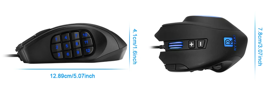 Rocketek Проводная игровая мышь USB 16400 dpi 16 кнопок лазерная программируемая игровая мышь с подсветкой эргономичная для ноутбука