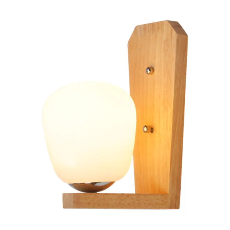 

Japanese Solid Wood Residential Bedroom Bedside Wall Lamp Living Room Lamp Hotel Aisle Light Free Shipping Wall Mounted Glass AC