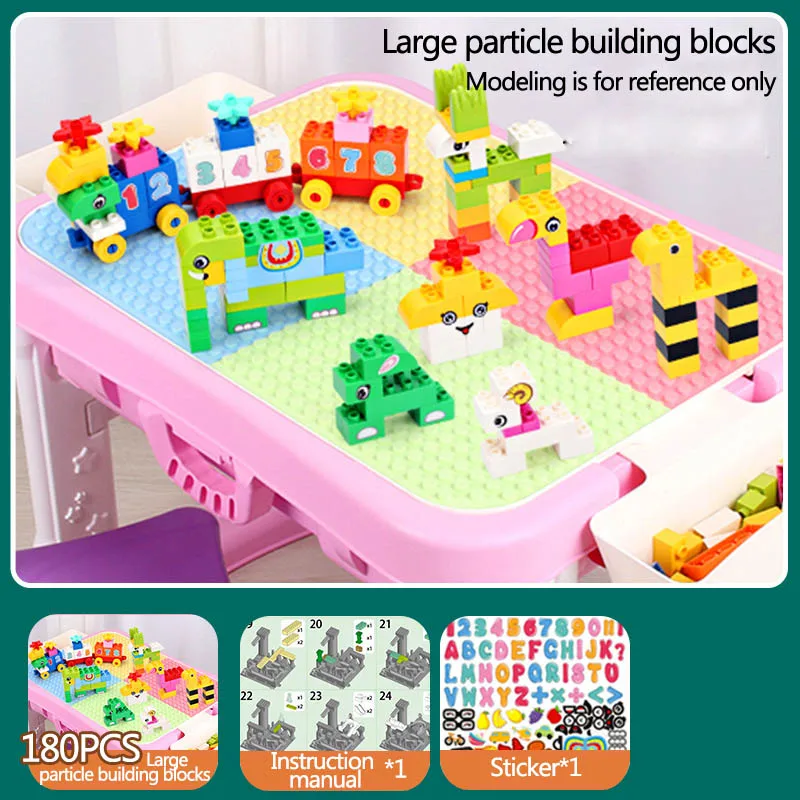 A021-180PCS 180 шт, строительные блоки большого размера, Красочные Креативные кирпичи, Подарочные наклейки, сделай сам, развивающие кирпичи, сборные игрушки для детей - Цвет: A021-180PCS