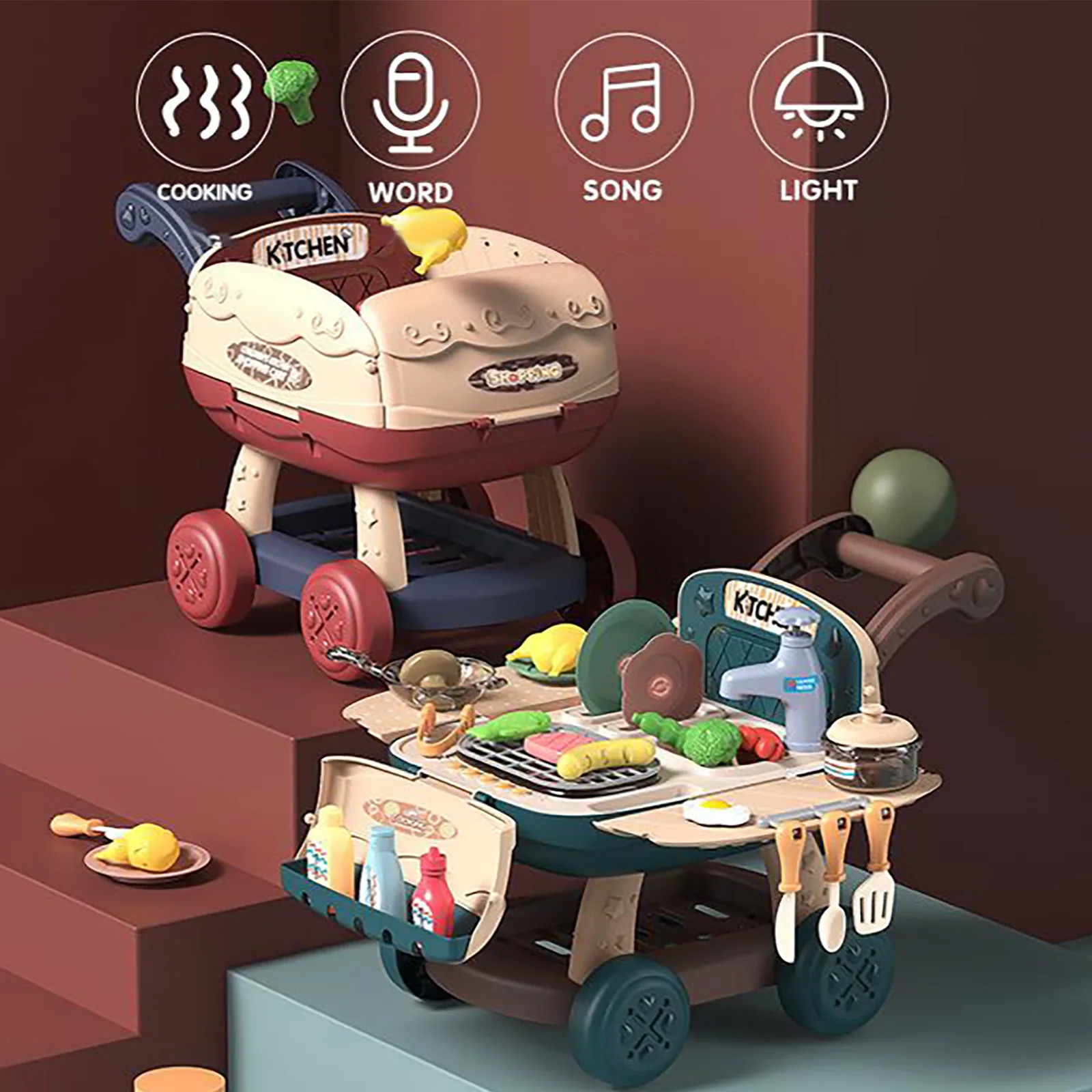 

Детская имитация кухни корзина для покупок два в одном семейный игровой дом имитация готовки кухня обучающая игрушка для отдыха