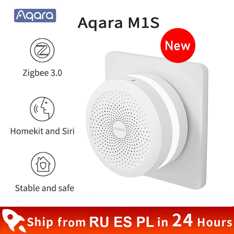 

Умный хаб Aqara M1S, беспроводной шлюз Xiaomi Zigbee 3,0, Wi-Fi, RGB, светодиодный ночник, динамик, дистанционное управление, приложение Mi home Homekit