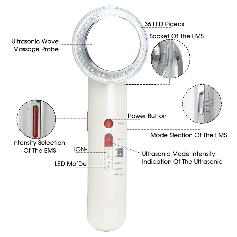 7 в 1 EMS ультразвуковая терапия для похудения лица против целлюлита сжигания жира