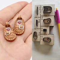 leather die cut diy leather craft doll ob11 shoes design key chain pendant for bag cutter cutting mould template hand punch tool
