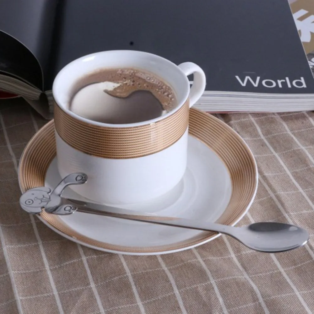 Портативная Мини Милая ложка с собакой из нержавеющей стали подвесная ледяные