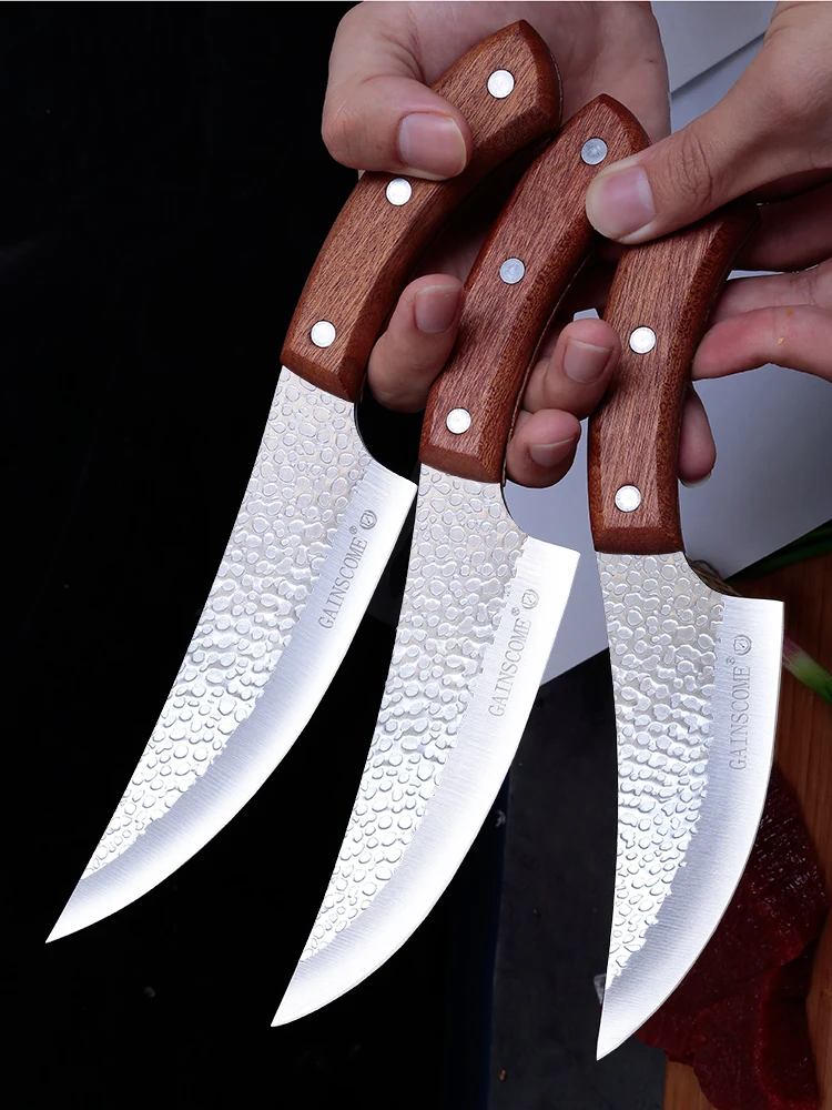 Универсальный нож GAINSCOME для кухни, рыбалки и мясорубки из нержавеющей стали с ручной заточкой, острый. Бесплатная доставка.