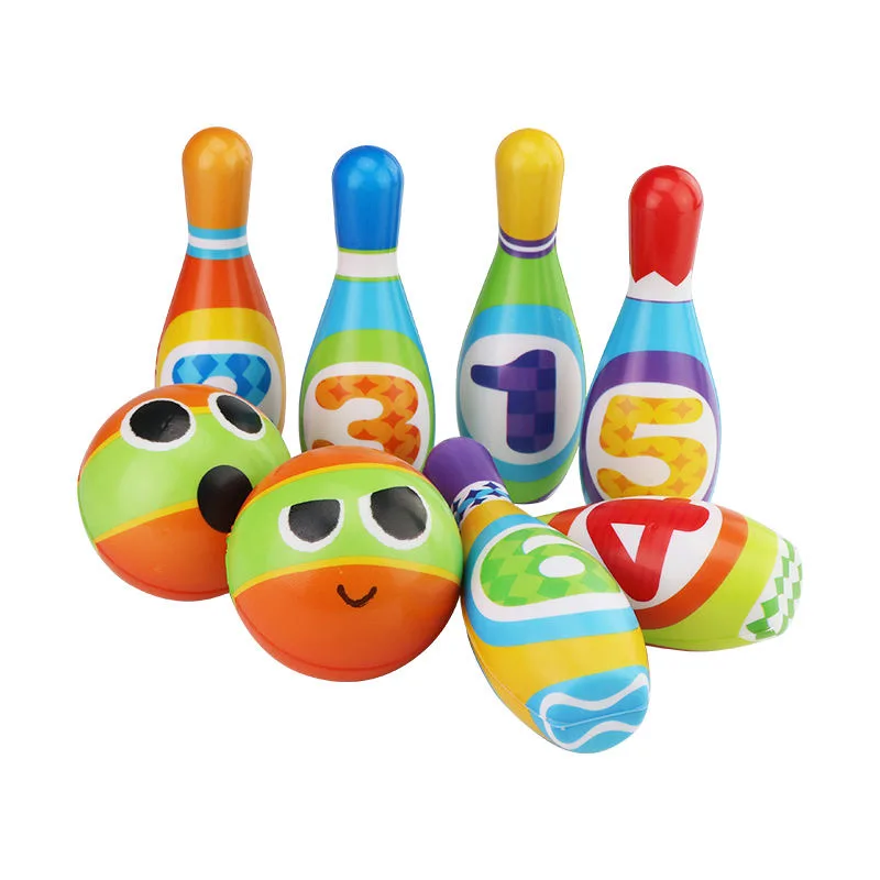 10 штифтов 2 мяча набор для боулинга детей красочные игры игрушки дома на открытом