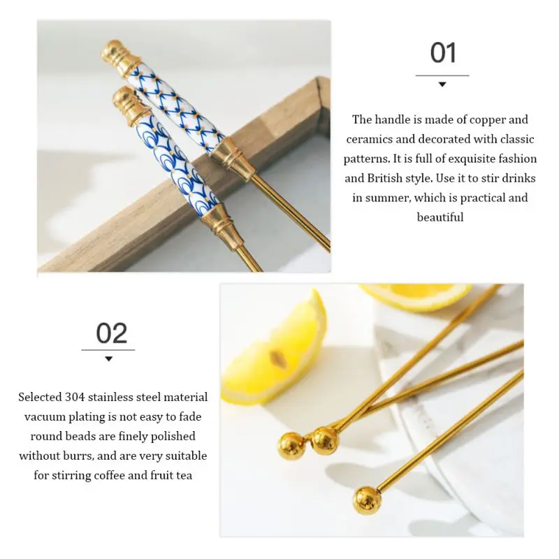 

Long Handle Stainless Steel Stirring Rod Gold-plated Coffee Beverage Stirrers Stir Cocktail Drink Swizzle Stick Kitchen Supplies
