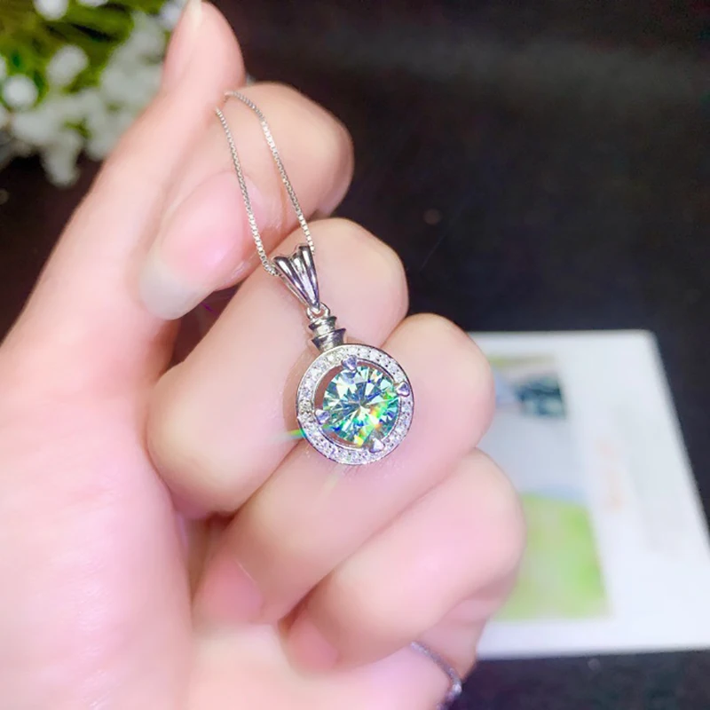 BOEYCJR 925 серебро 1ct/2ct зеленый Муассанит VVS помолвка элегантный свадебный кулон ожерелье для женщин Подарок на годовщину