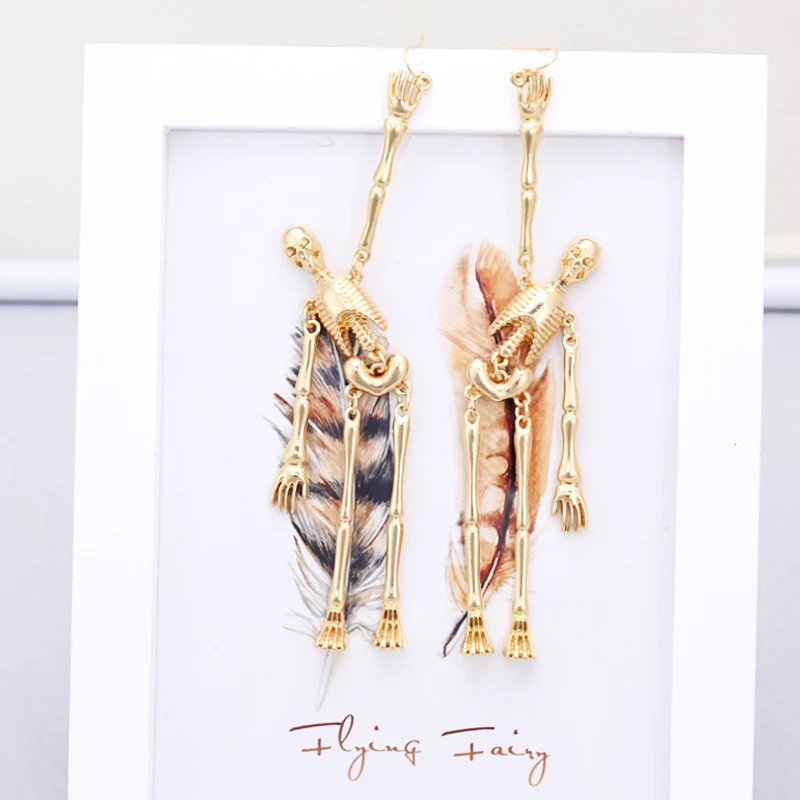 Женские винтажные серьги-скелетоны большие креативные Висячие серьги 2019 |