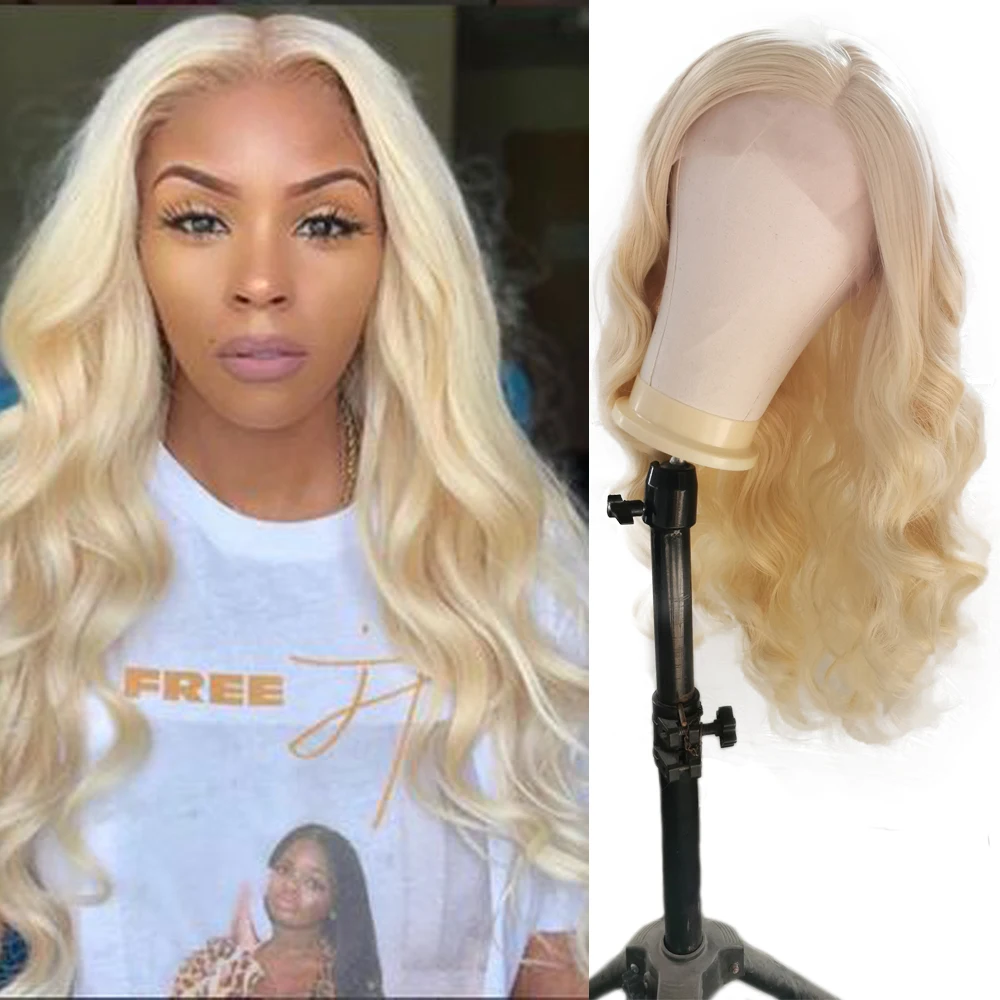 

FANXITON High Temperature Synthetic Wig Lace Front Synthetic Wig Long Body Wave Blonde Wig 24 Inch Synthetic Lace Front Wig
